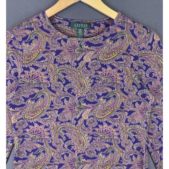 Vintage Y2K Lauren Ralph Lauren Womens Long Sleeve Art Paisley Pattern Art Rare - Picture 3 of 8